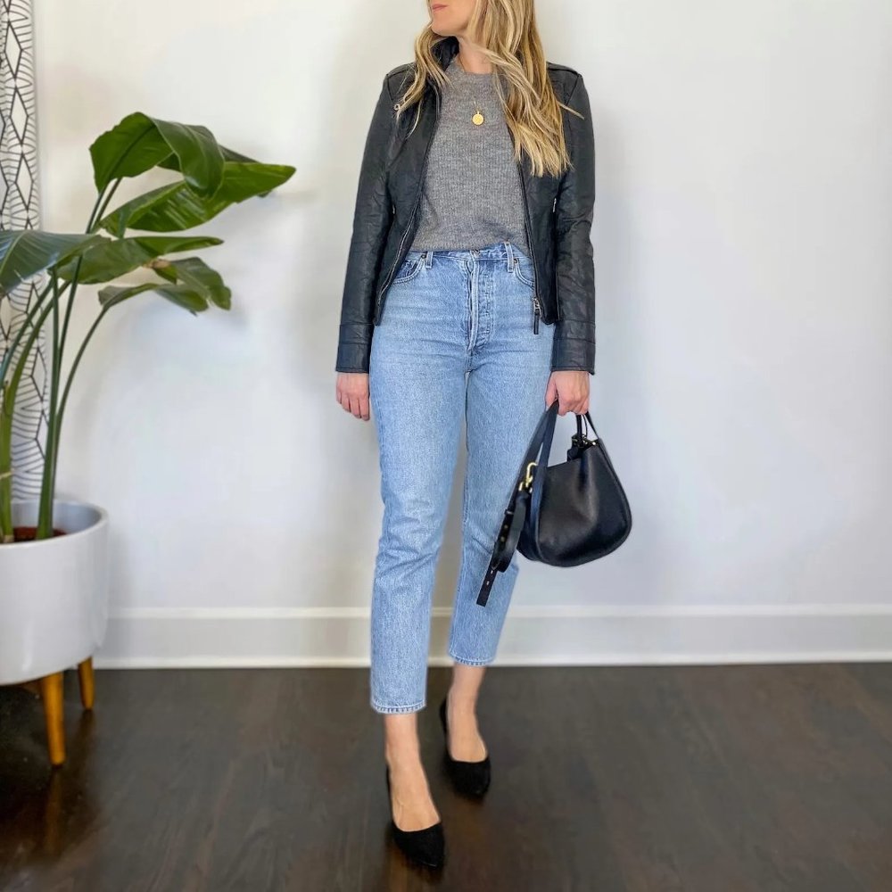 AGOLDE Riley High Rise Straight Crop in Shiver